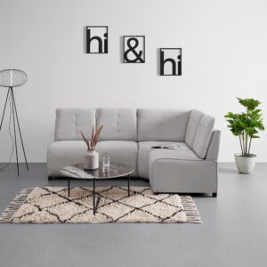 wohnli-moebel-suche-002099002301-1 Wohnlandschaft Victoire Hellgrau Webstoff Holz, Kunststoff, Textil Bessagi Home Möbel > Sofas & Couches > Wohnlandschaften > Ecksofas Grau