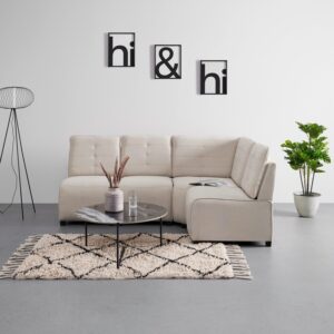 Wohnlandschaft Victoire Creme Webstoff Holz, Kunststoff, Textil Bessagi Home Möbel > Sofas & Couches > Wohnlandschaften > Ecksofas Beige