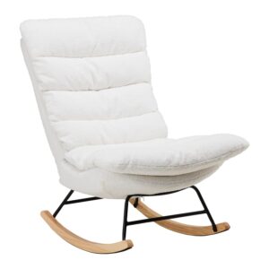 Schaukelsessel Devin Weiß Webstoff Holz, Metall, Textil Bessagi Home Wohnzimmermöbel Weiß