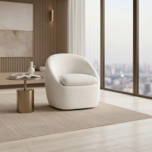 Sessel Dora Weiß Chenille drehbar Holz, Metall, Textil Bessagi Home Möbel > Sessel > Polstersessel Weiß