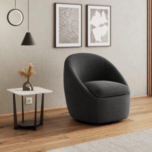 Sessel Dora Chenille Schwarz Holz, Metall, Textil  Wohnzimmermöbel Schwarz