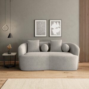 Sofa Julie Chenille Grau Holz, Textil  Wohnzimmermöbel Grau