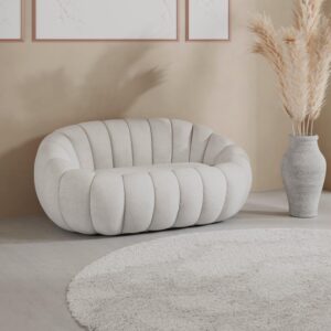 Sofa Lena Chenille Weiß Holz, Textil  Wohnzimmermöbel Weiß