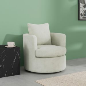 Sessel Marieta Chenille Weiß Holz, Metall, Textil  Wohnzimmermöbel Weiß