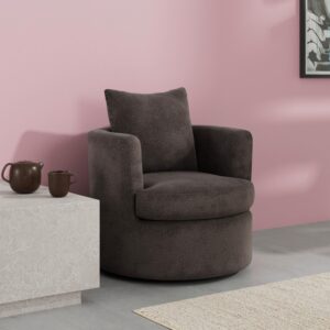 Sessel Marieta Chenille Braun Holz, Metall, Textil  Wohnzimmermöbel Braun