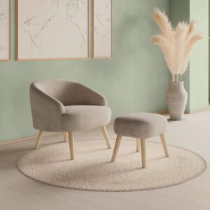 wohnli-moebel-suche-002099005002-1 Sessel Sonja Chenille Creme Holz, Textil Bessagi Home Möbel > Sessel > Relaxsessel Weiß