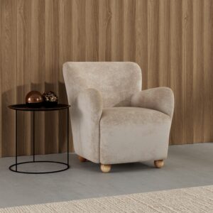 Sessel Lea Chenille Beige Holz, Metall, Textil  Wohnzimmermöbel Beige