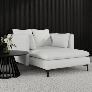 Relaxliege Sandy Chenille Weiß Holz, Metall, Textil Bessagi Home Wohnzimmermöbel Weiß