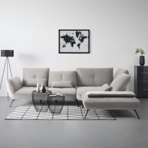 Wohnlandschaft Trendy Beige Textil, Holzwerkstoff Premium Living Wohnzimmermöbel Beige