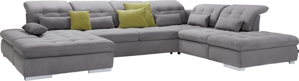 Wohnlandschaft Sanfino in Grau Holz, Textil, Holzwerkstoff Premium Living Möbel > Sofas & Couches > Wohnlandschaften > Wohnlandschaften U-Form Grau