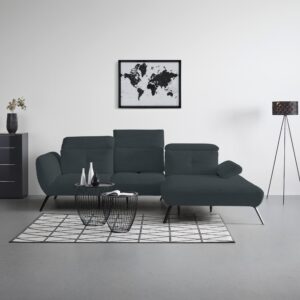 Wohnlandschaft Seattle Schwarz Textil, Holzwerkstoff Premium Living Möbel > Sofas & Couches > Wohnlandschaften > Wohnlandschaften U-Form Schwarz