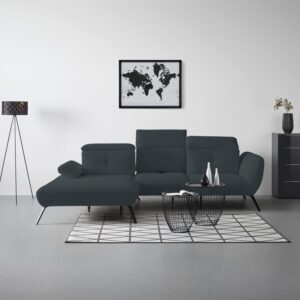 Wohnlandschaft Seattle Schwarz Textil, Holzwerkstoff Premium Living Möbel > Sofas & Couches > Wohnlandschaften > Wohnlandschaften U-Form Schwarz