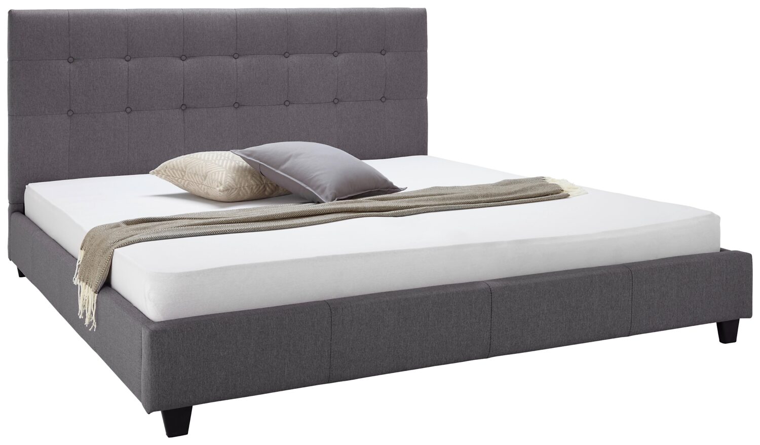 Polsterbett Frederico ca. 180x200 cm Grau Holz, Metall, Textil Bessagi Home Möbel > Betten > Polsterbetten Grau