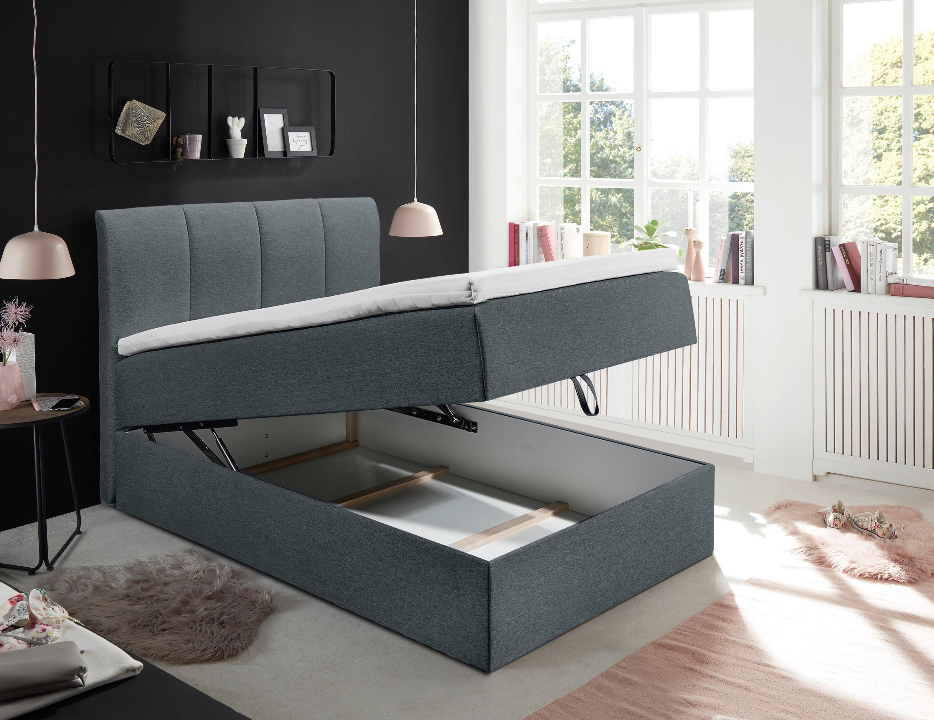 wohnli-moebel-suche-002220016602-1 Boxspringbett Granada ca. 120x200 cm Anthrazit Textil MID.YOU Möbel > Betten > Boxspringbetten Anthrazit