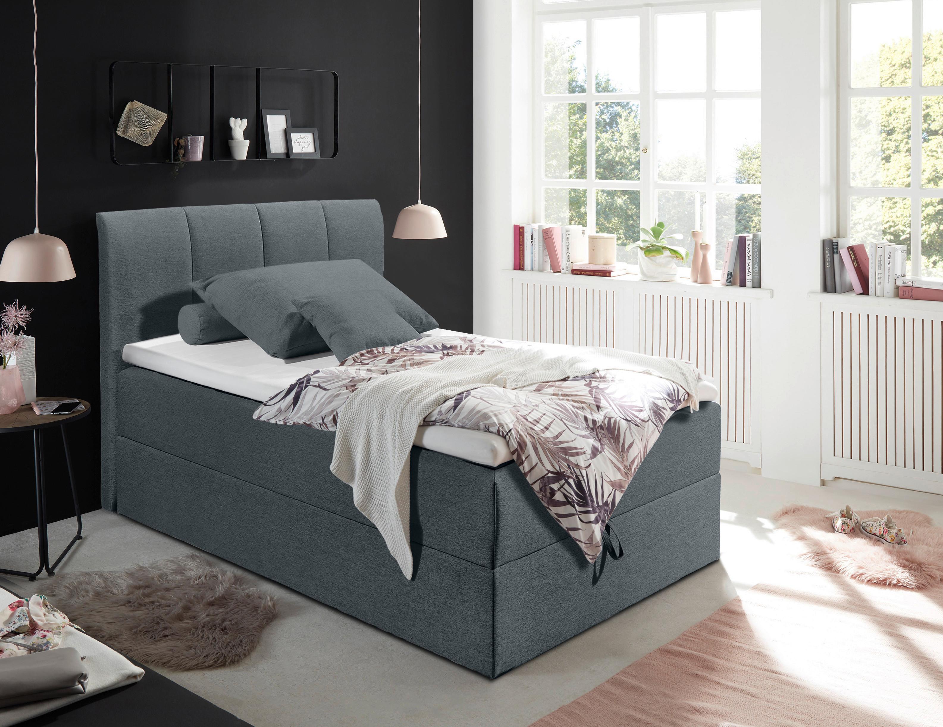 Wohnli Möbelsuche - Boxspringbett Granada ca. 120x200 cm Anthrazit