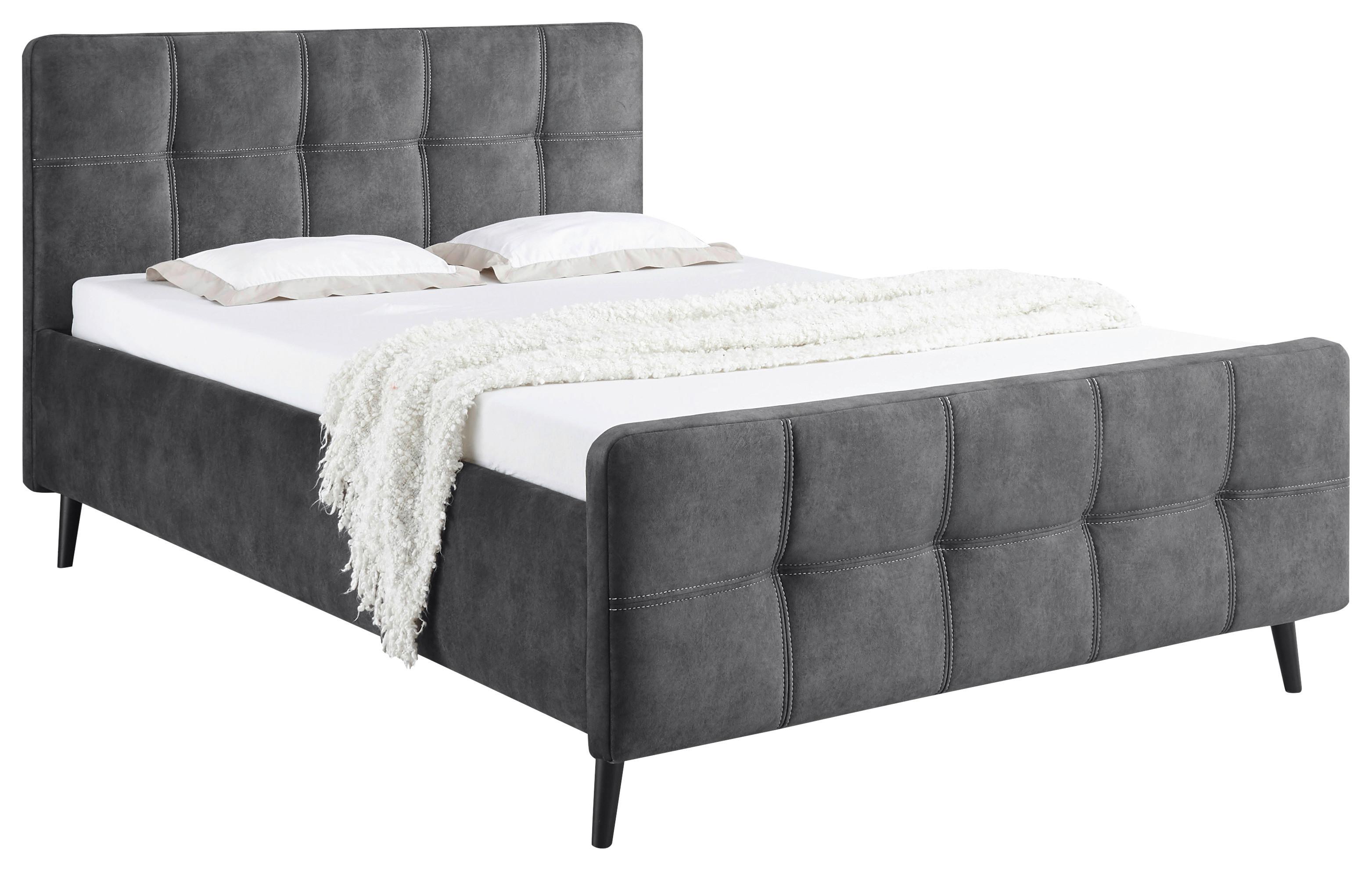 Polsterbett Mario C ca. 140x200 cm Anthrazit Textil, Holzwerkstoff MID.YOU Möbel > Betten > Polsterbetten Anthrazit