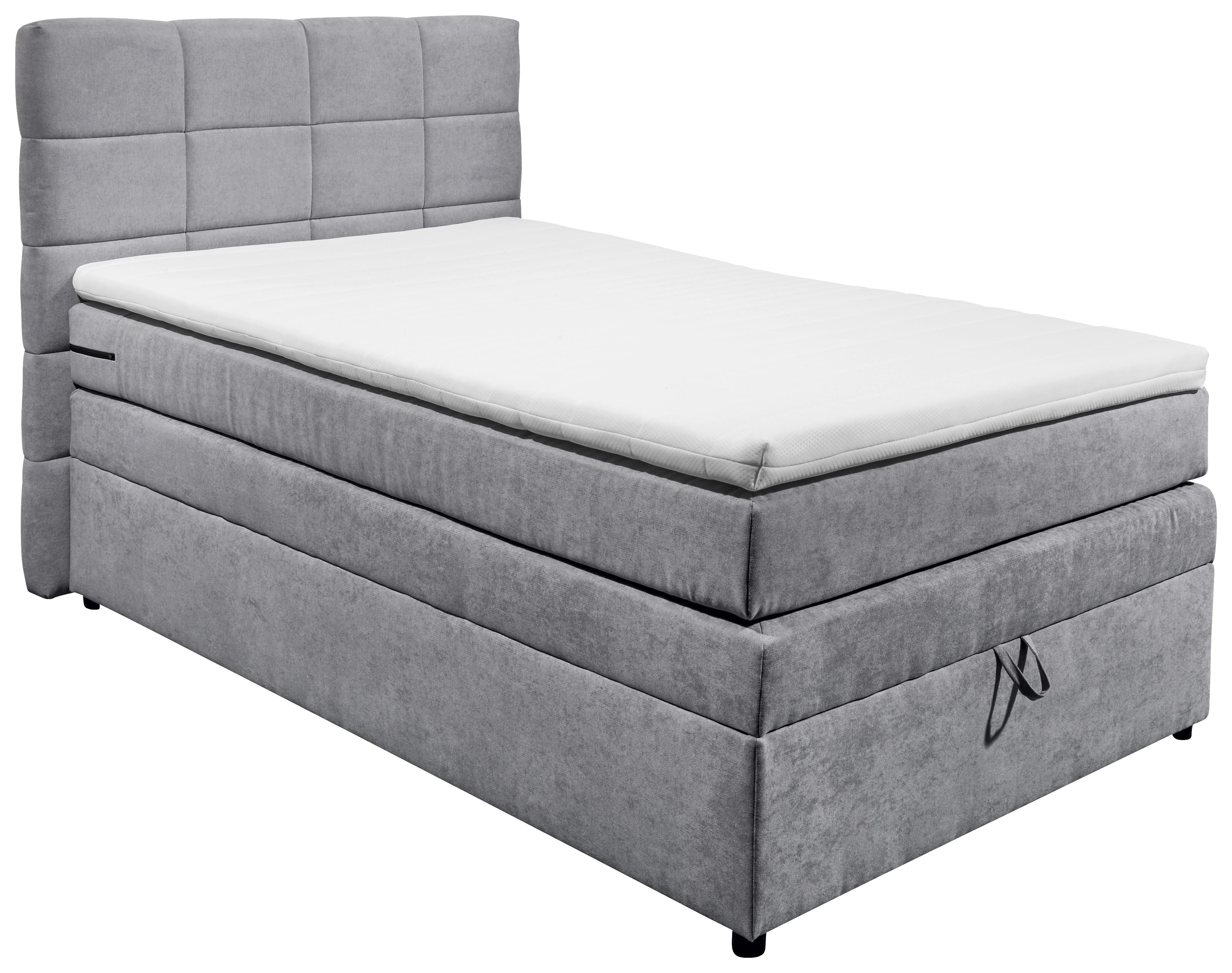 wohnli-moebel-suche-002220032502-1 Boxspringbett Tacoma 3 inkl. Topper ca. 120x200 cm Hellgrau Kunststoff MID.YOU Möbel > Betten > Boxspringbetten Grau