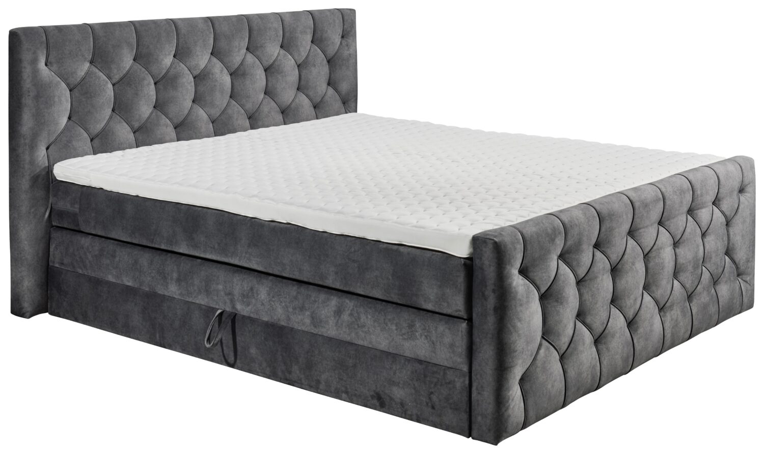 Boxspringbett Cashfield 8 ca. 180x200 cm Anthrazit Textil, Holzwerkstoff MID.YOU Möbel > Betten > Doppelbetten Anthrazit