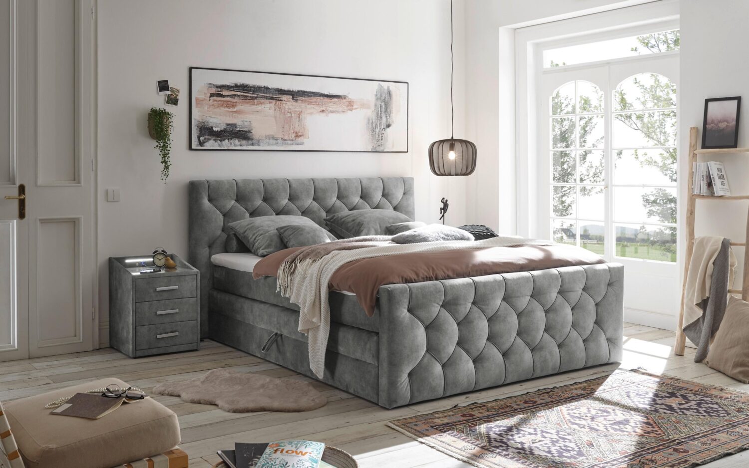 Wohnli Möbelsuche - Boxspringbett Cashfield 8 ca. 180x200 cm Grau