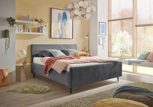 Polsterbett Peach ca. 160x200 cm Dunkelgrau Textil, Holzwerkstoff MID.YOU Möbel > Betten > Polsterbetten Grau