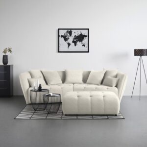 Hocker Sofi Beige Textil Premium Living Wohnzimmermöbel Beige