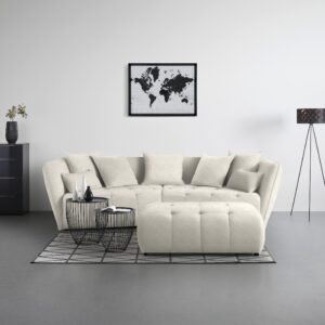 Hocker Sofi Beige Textil Premium Living Möbel > Sessel > Hocker Beige