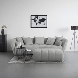 Hocker Sofi Hellgrau Textil Premium Living Möbel > Sessel > Hocker Grau