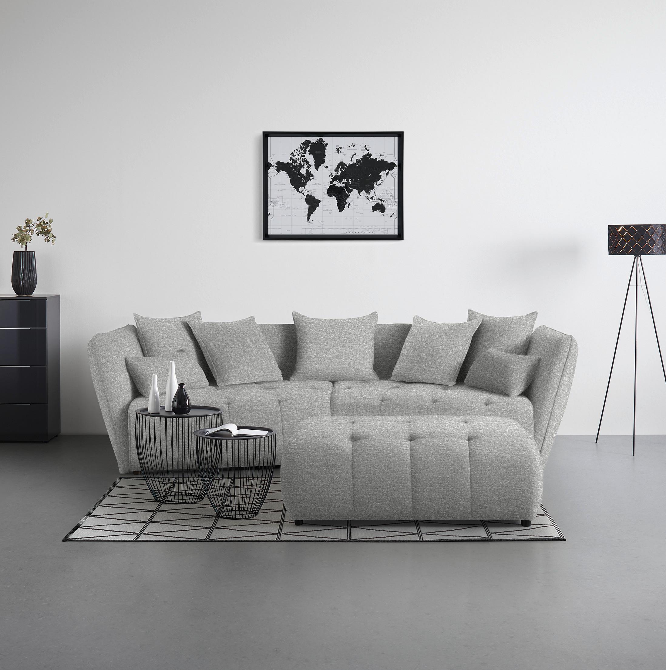 Hocker Sofi Hellgrau Textil Premium Living Möbel > Sessel > Hocker Grau