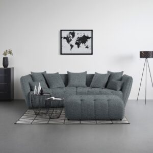 Hocker Sofi Grau Textil Premium Living Wohnzimmermöbel Grau