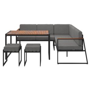Loungegarnitur-Set Mila aus Akazie massiv Holz, Metall Based Garten & Outdoor > Loungemöbel > Loungegarnituren Grau