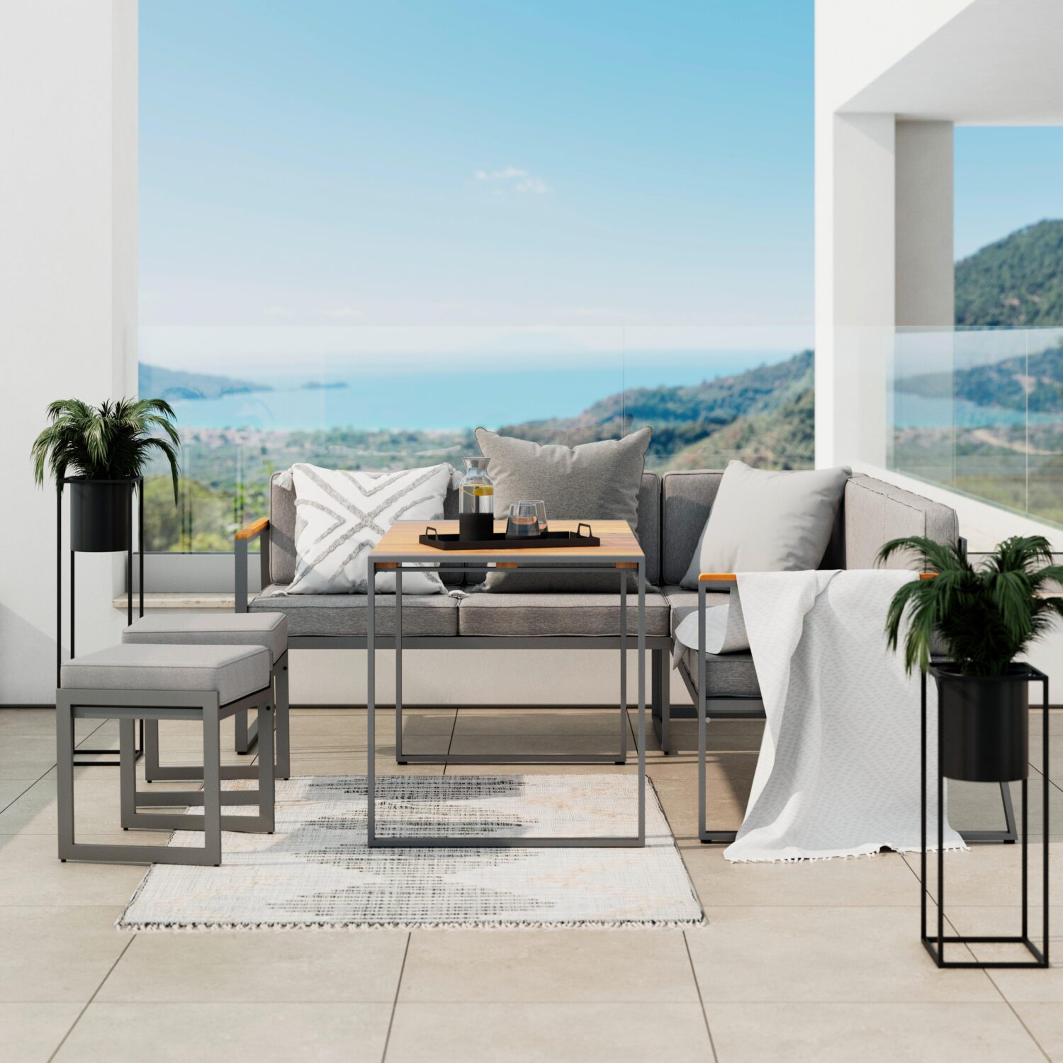 Wohnli Möbelsuche - Loungegarnitur-Set Mila aus Akazie massiv