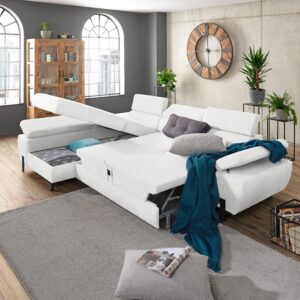 Ecksofa Molina Mini Ecru Textil Mömax Möbel > Sofas & Couches > Wohnlandschaften > Ecksofas > Eckschlafsofas Weiß