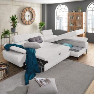 Ecksofa Molina Mini Silberfarben Holz, Textil, Holzwerkstoff Mömax Möbel > Sofas & Couches > Wohnlandschaften > Ecksofas > Eckschlafsofas Grau