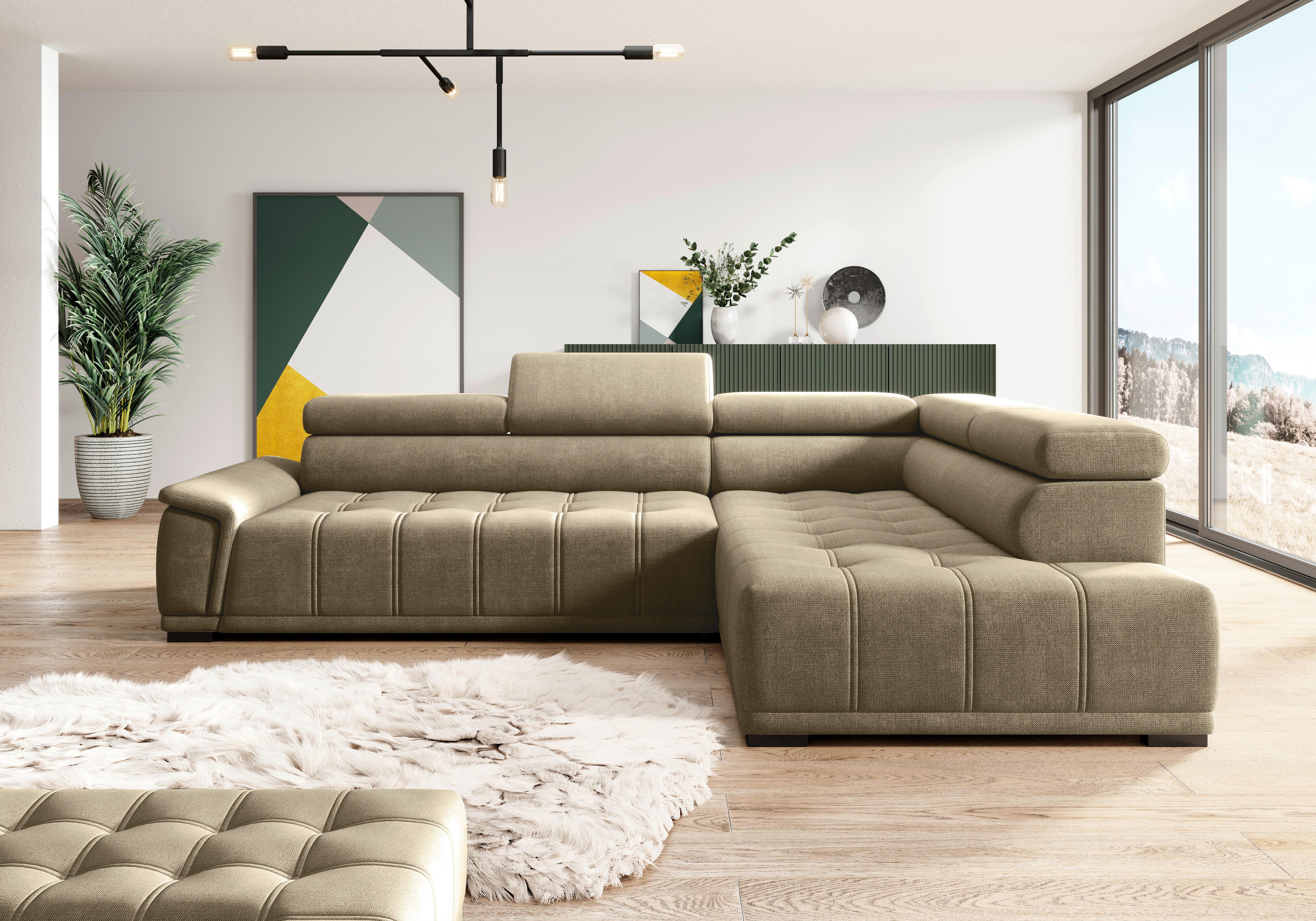 Ecksofa Gremio Rechts Taupe Textil Premium Living Möbel > Sofas & Couches > Wohnlandschaften > Ecksofas > XXL Ecksofas Taupe