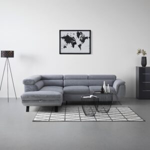 Ecksofa Raven Grau Textil Mömax Möbel > Sofas & Couches > Wohnlandschaften > Ecksofas > Eckschlafsofas Grau
