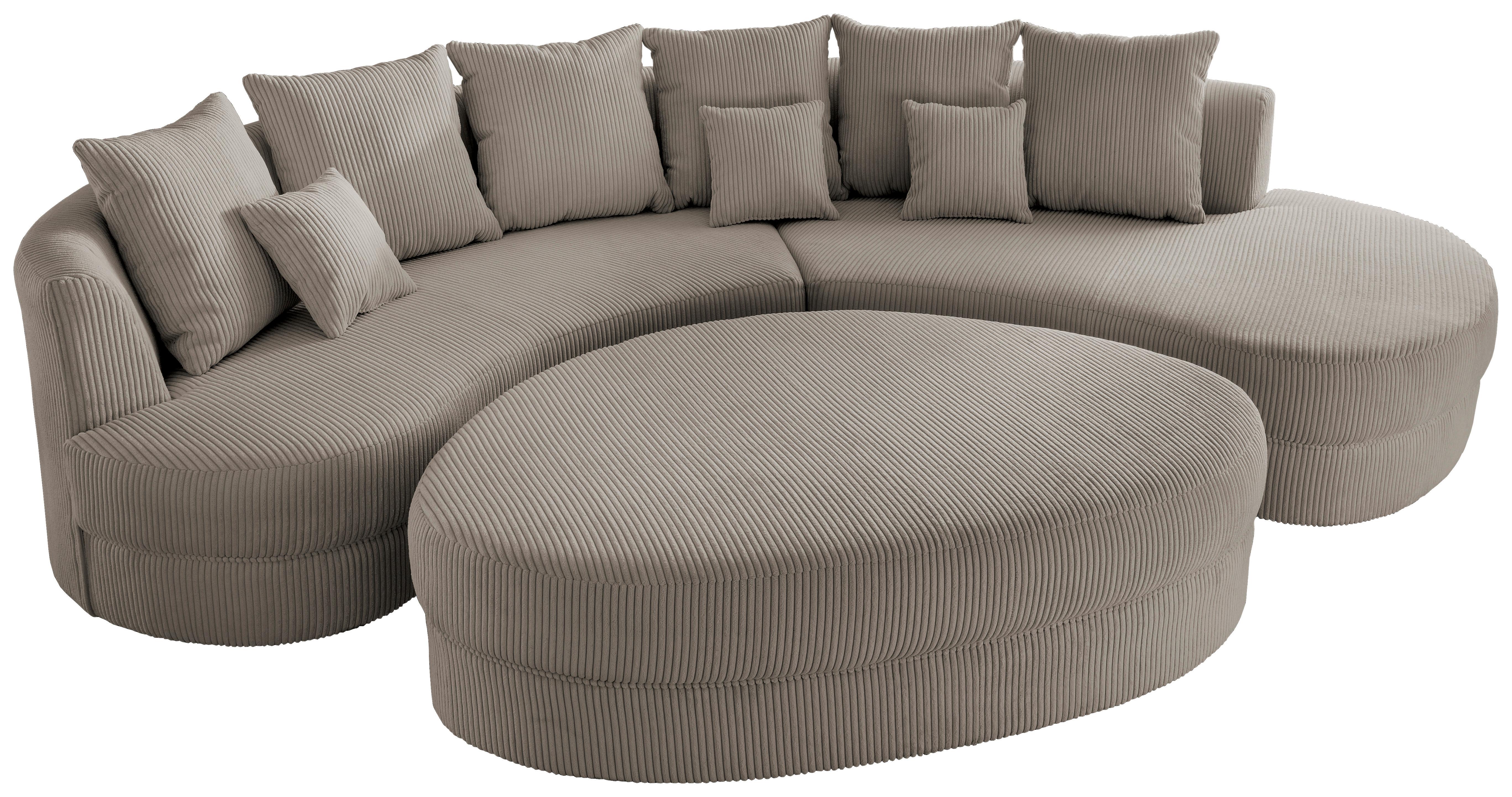 Wohnlandschaft Limoncello m. Hocker ca. 300x160cm Graubraun Textil Livetastic Möbel > Sofas & Couches > Wohnlandschaften Grau