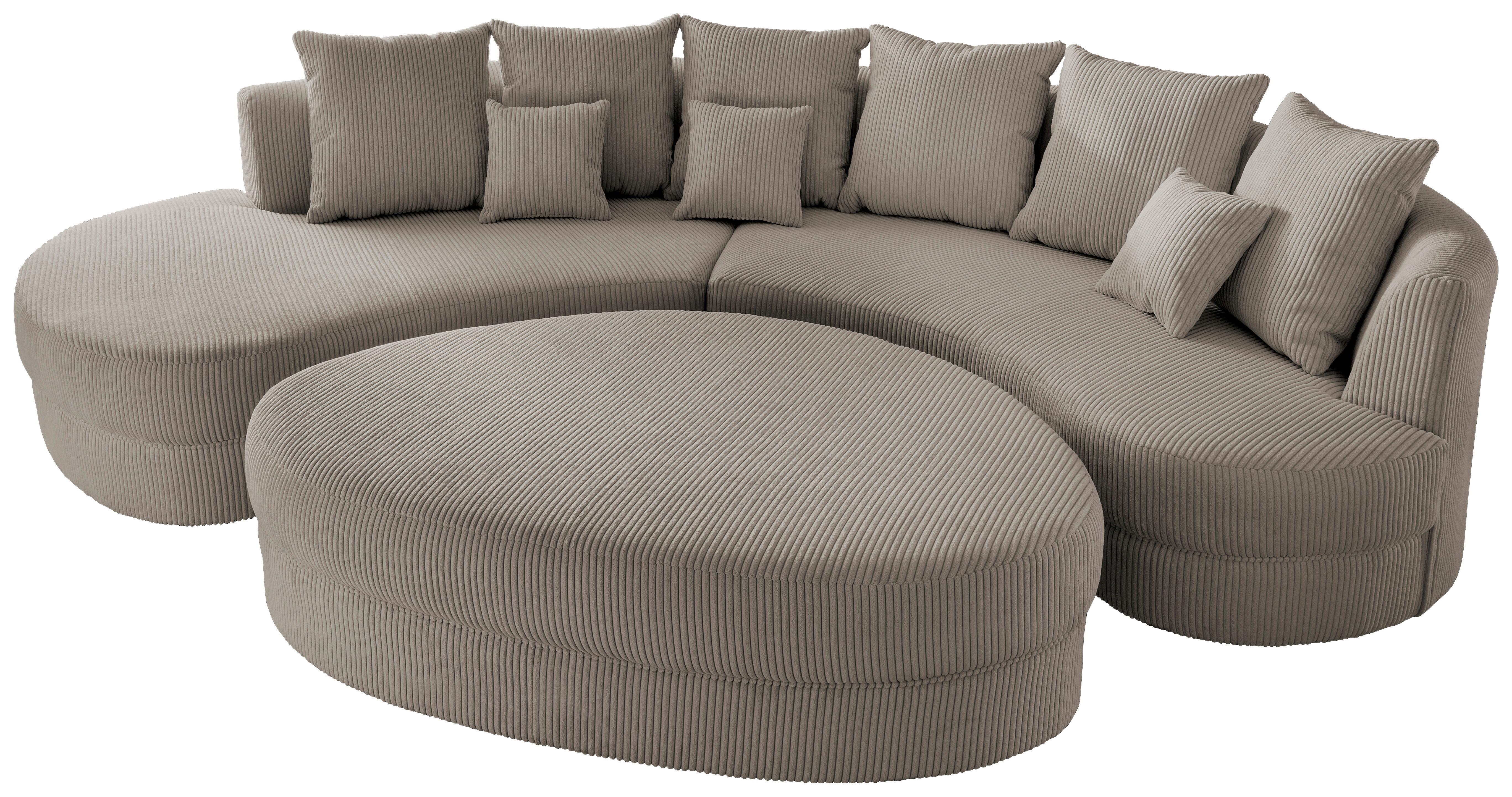 Wohnlandschaft Limoncello m. Hocker ca. 160x300cm Graubraun Textil Livetastic Möbel > Sofas & Couches > Wohnlandschaften Grau