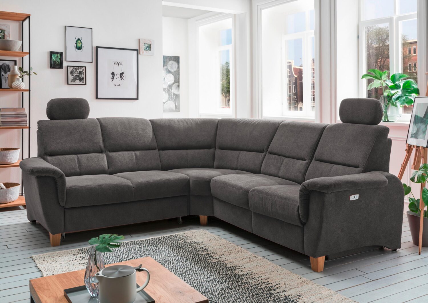 Ecksofa Parole Anthrazit Struktur Textil Livetastic Möbel > Sofas & Couches > Wohnlandschaften > Ecksofas > XXL Ecksofas Anthrazit