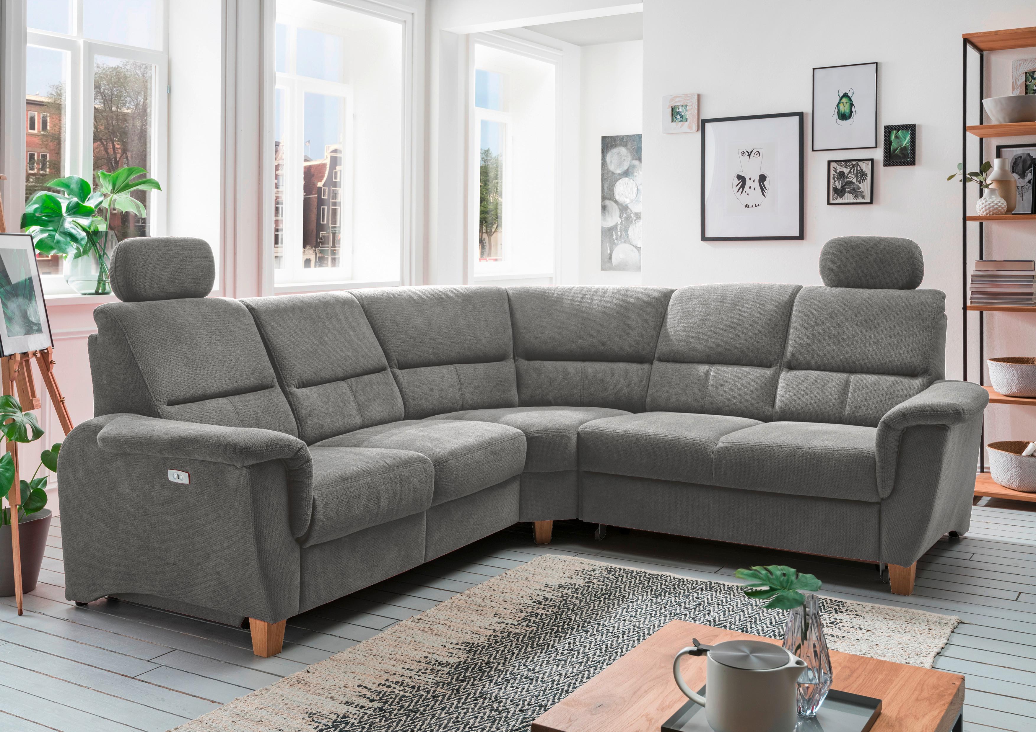 Ecksofa Parole Dunkelgrau Struktur + USB-Anschluss Textil Livetastic Möbel > Sofas & Couches > Wohnlandschaften > Ecksofas > XXL Ecksofas Grau