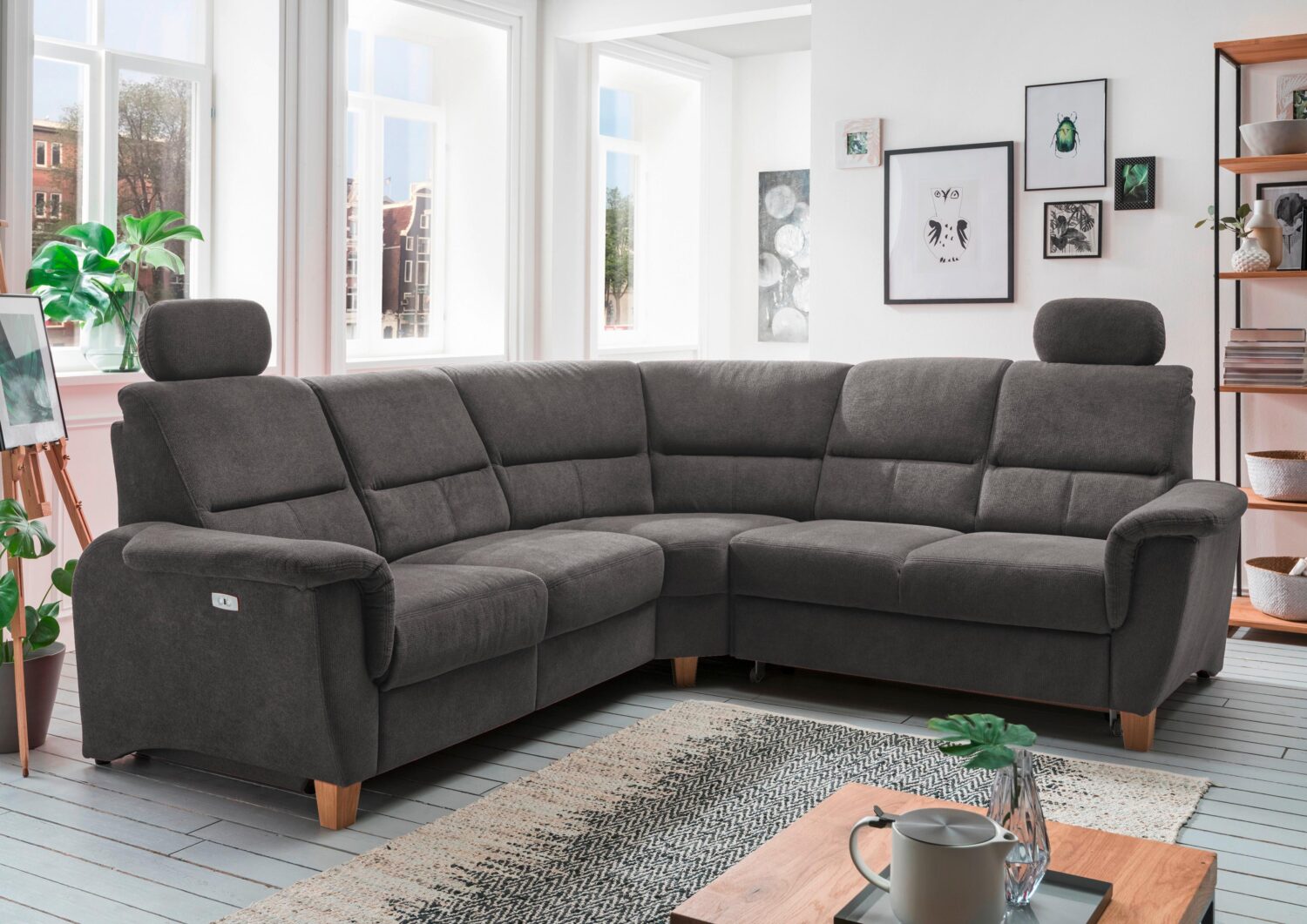 Ecksofa Parole Anthrazit Struktur Textil Livetastic Möbel > Sofas & Couches > Wohnlandschaften > Ecksofas > XXL Ecksofas Anthrazit