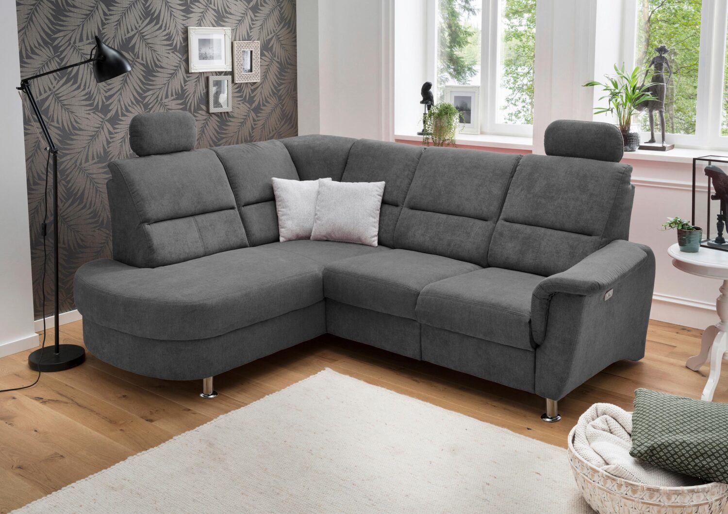 Wohnlandschaft Parole Anthrazit Mikrofaser Textil Livetastic Möbel > Sofas & Couches > Wohnlandschaften > Ecksofas > XXL Ecksofas Anthrazit