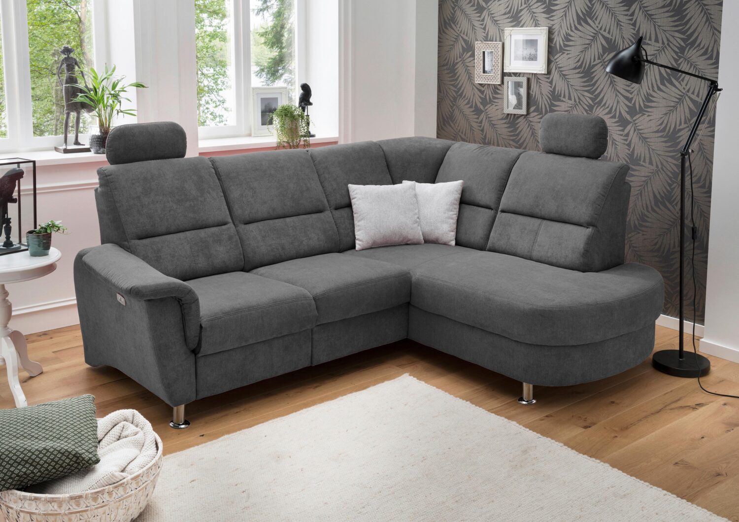 Wohnlandschaft Parole Anthrazit Mikrofaser Textil Livetastic Möbel > Sofas & Couches > Wohnlandschaften > Ecksofas > XXL Ecksofas Anthrazit