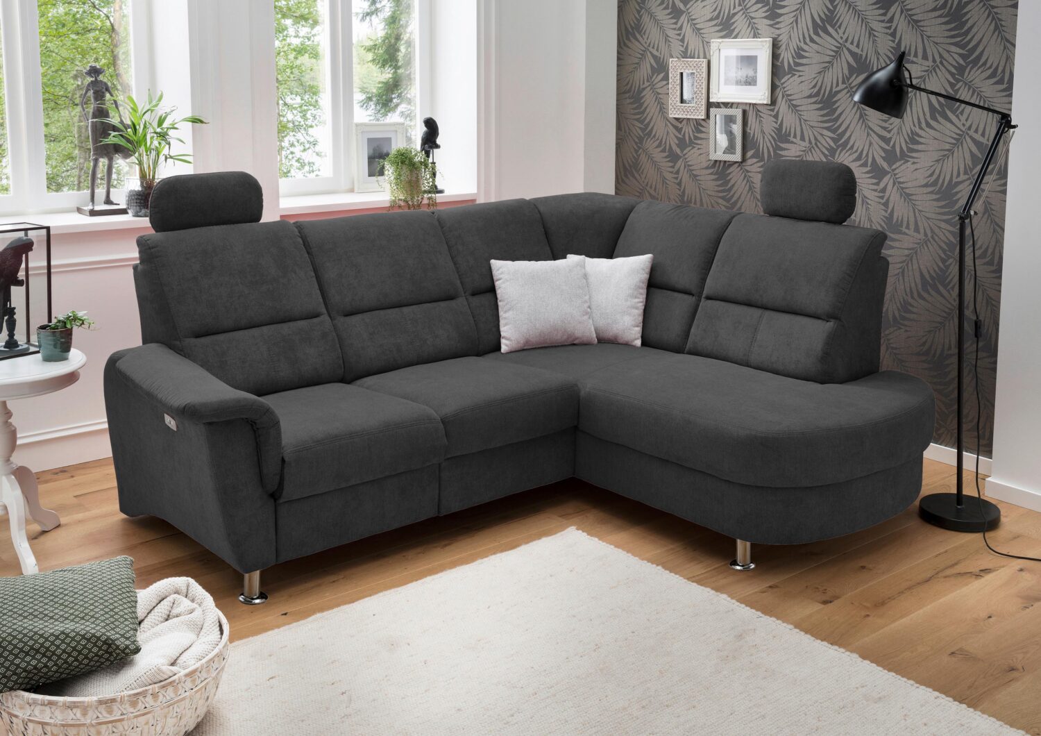 Wohnlandschaft Parole Schwarz Mikrofaser Textil Livetastic Möbel > Sofas & Couches > Wohnlandschaften > Ecksofas > XXL Ecksofas Schwarz