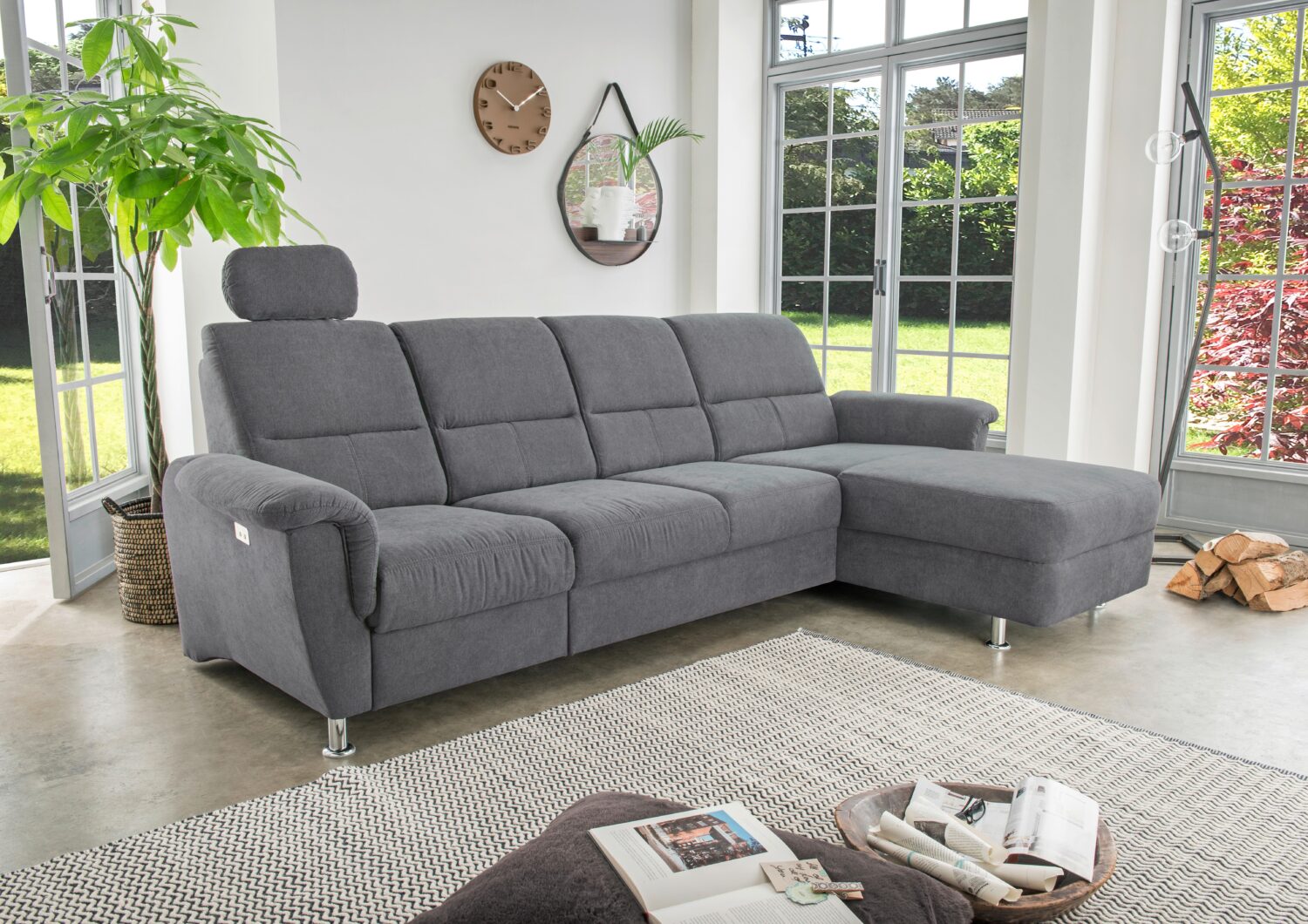 Wohnlandschaft Parole Anthrazit Mikrofaser Textil Livetastic Möbel > Sofas & Couches > Wohnlandschaften > Ecksofas > XXL Ecksofas Anthrazit