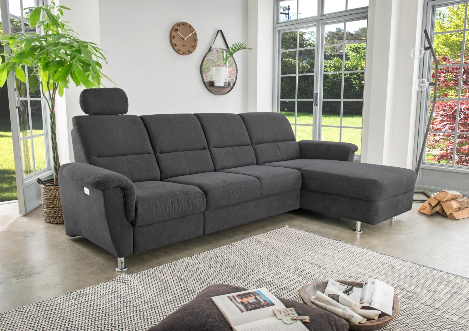 Wohnlandschaft Parole Schwarz Mikrofaser Textil Livetastic Möbel > Sofas & Couches > Wohnlandschaften > Ecksofas > XXL Ecksofas Schwarz