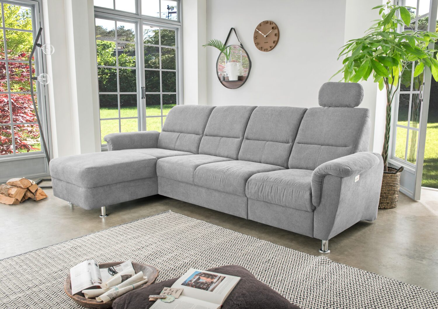 Wohnlandschaft Parole Grau Mikrofaser Textil Livetastic Möbel > Sofas & Couches > Wohnlandschaften > Ecksofas > XXL Ecksofas Grau