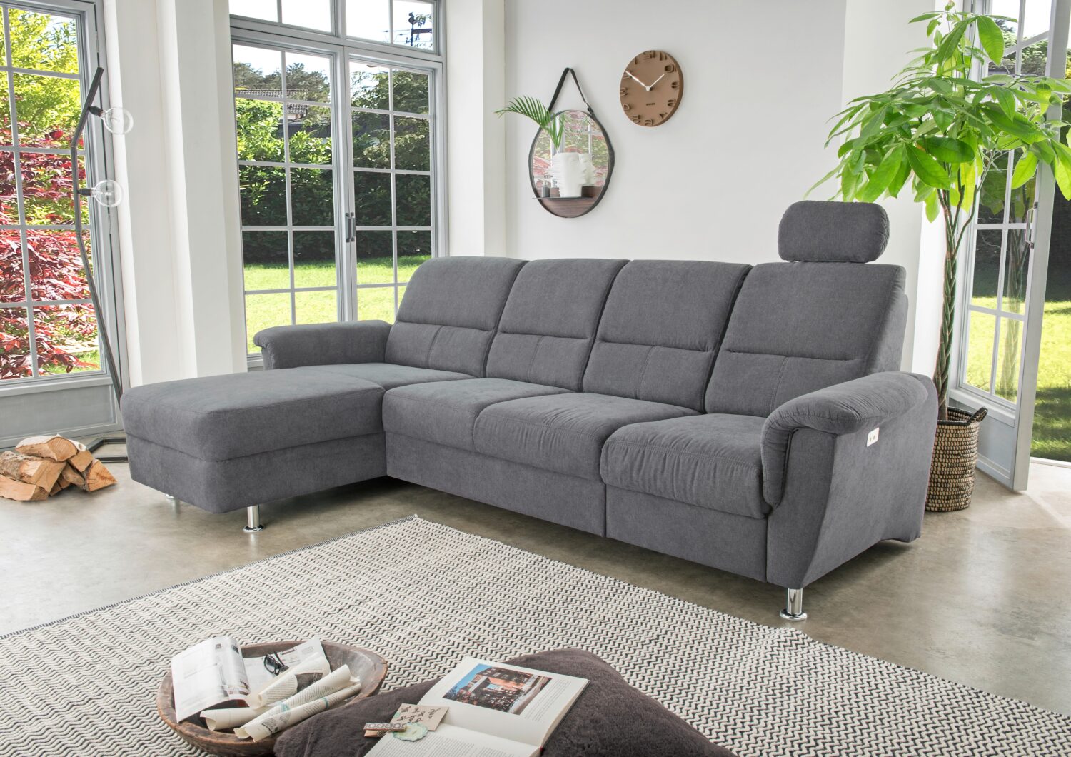 Wohnlandschaft Parole Anthrazit Mikrofaser Textil Livetastic Möbel > Sofas & Couches > Wohnlandschaften > Ecksofas > XXL Ecksofas Anthrazit