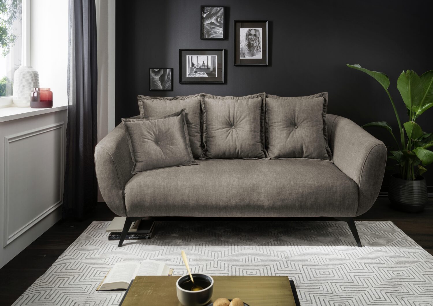 5-Sitzer-Sofa Baggio Braun Velours