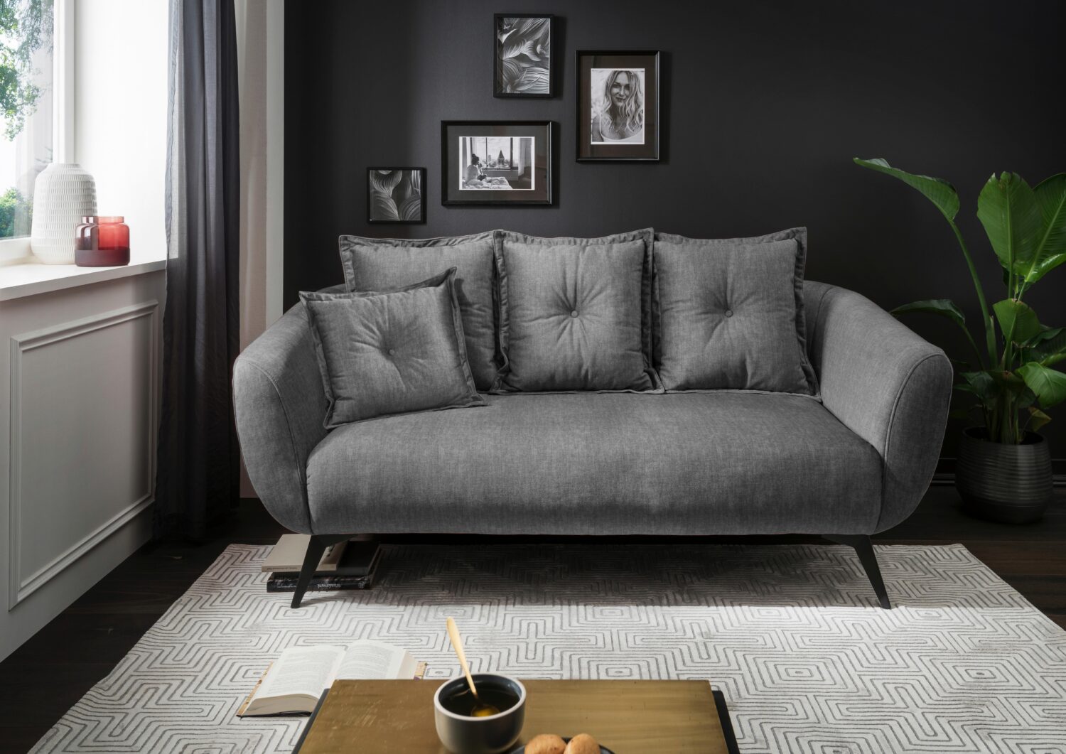 5-Sitzer-Sofa Baggio Grau Velours