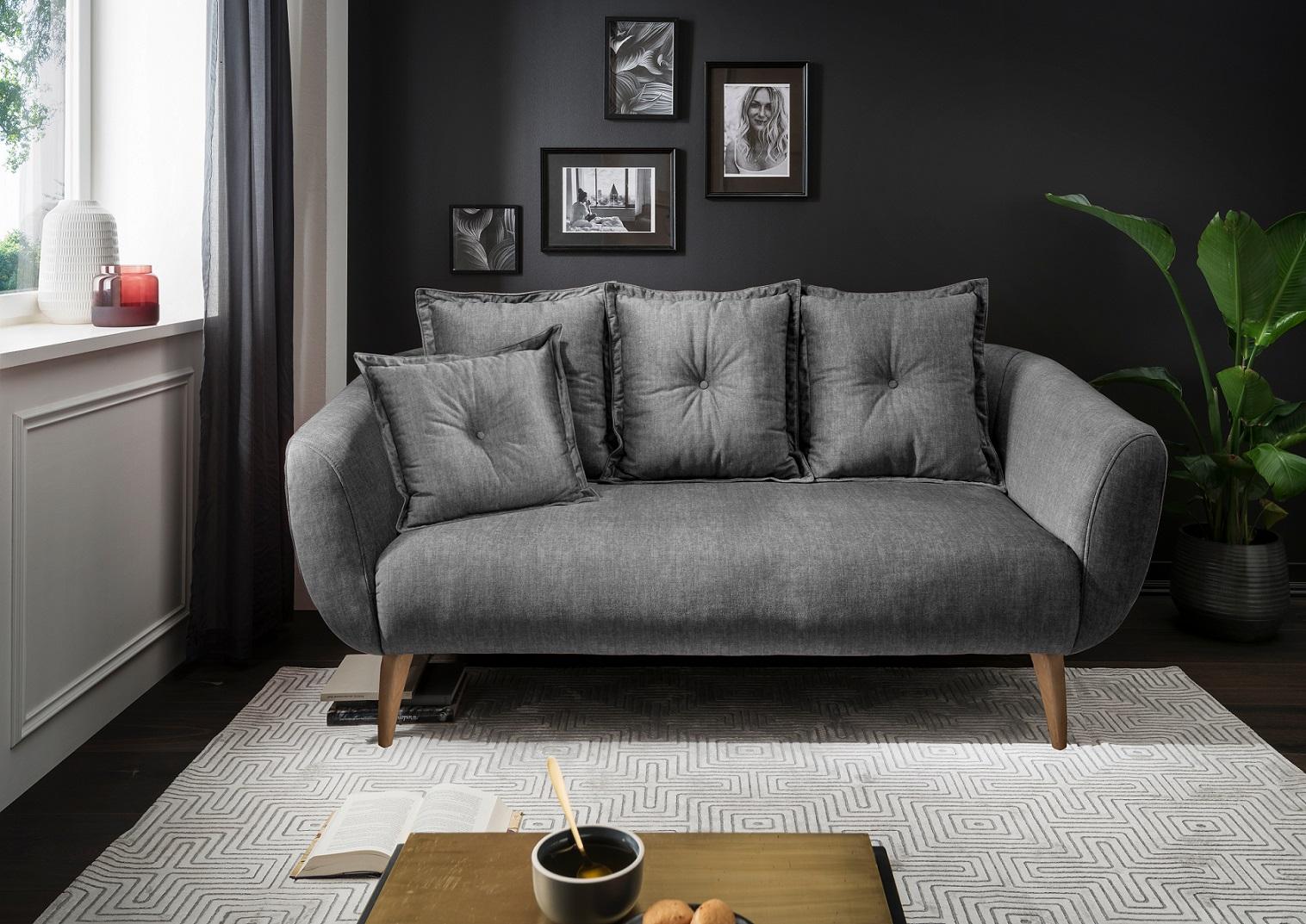 5-Sitzer-Sofa Baggio Grau Velours